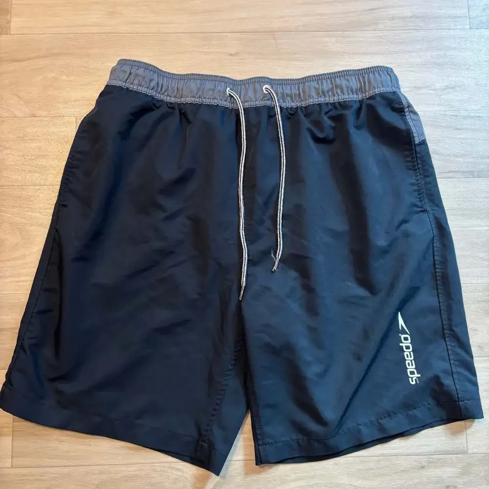 Speedo Men's Marina Long Volley Swim Shorts Black with Mesh Liner Size XL